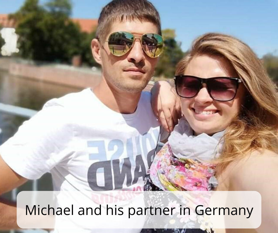 Michael and his partner in Germany