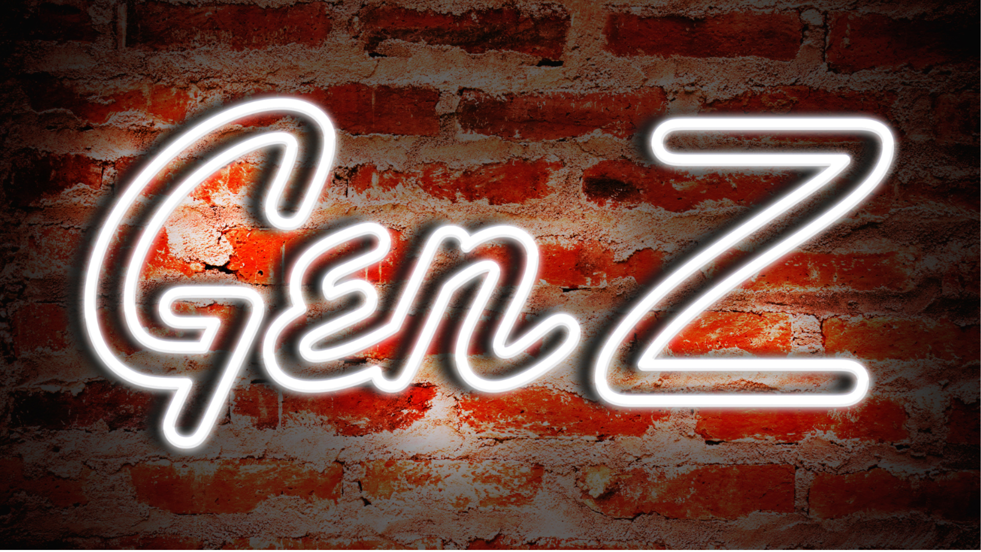 Gen Z as a neon light on a brick wall